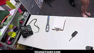 skinny brunette shoplifter strip searched and fucked by loss prevention officer - aria valencia