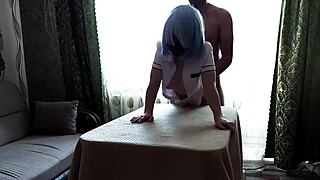 student and best friend engage in passionate sex in costumes