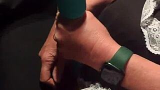 Sexy stockings Halloween MILF cums hard
