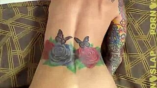 Tattooed Milf Sarah Jessie Swallows Warm Cum