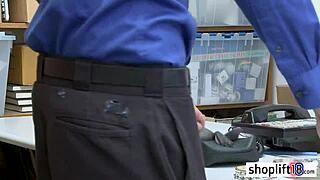 blonde teen 18+ with big tits caught by corrupt cop. hidden cam in office shows her bent over for doggystyle action.