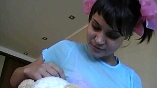 Naughty Ines with natural tits fingering pussy close up masturbation orgasm.