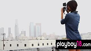 Skinny Shaved Latina Babe Sarah Mooney Undresses Slowly While Posing For Erotic Photos Of Her Natural Tits And Shaved Pussy