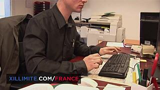 Sexy Boss Bent Over for Intense Double Penetration at Work