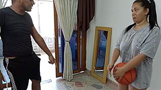 skinny teen seduces stepfather for deepthroat and cum in homemade seduction game.