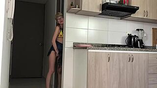 I discover my stepbrother masturbating with his huge cock in this colombian amateur exhibitionist scene