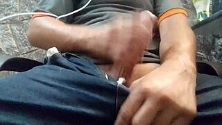 solo boy masturbates intensely alone