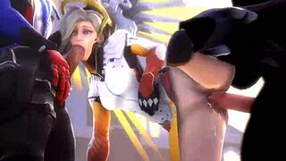Handclap music video featuring Overwatch Mercy in hentai style