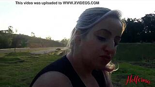 Hot bbw milf blows outdoors with big ass blonde slut 😍