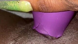 Just Playing with My Favorite Rose Vibrator at Home. Ebony Clit Close-Up Feels So Good!