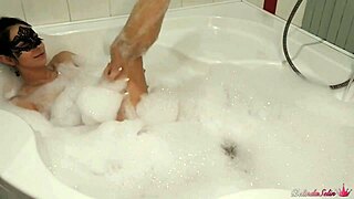 brunette fucks hardcore in bathroom with toys and gets cumshot in mouth
