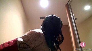 This asian babe sucks cock deep on all fours.