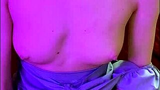 Beautiful girl 18 years old in blue dress masturbates, sucks dildo, and fucks herself