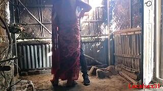 Hey, watch my red saree wife give an outdoor blowjob?