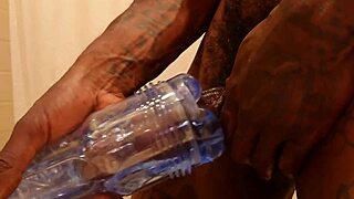 hallelujah johnson working that fleshlight, feeling every stroke with intense cumshot