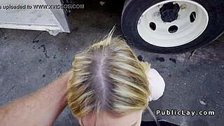 Dude Makes Blonde Gag On Big Cock