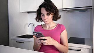 Step brother films me masturbating in the kitchen