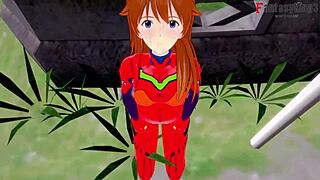 Asuka Langley Soryu gets wild with blowjob and POV fucking in Evangelion
