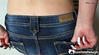 Cutie Teases with Tongue and Shaved Pussy in Close-Up Action