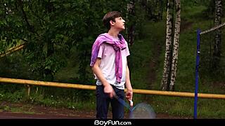 Boyfun Twink Feels Intense Pleasure In Outdoor Blowjob And Bareback Fuck