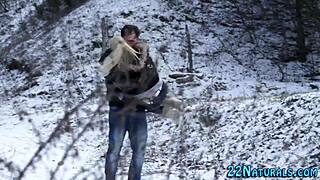 Blonde babe receives intense facial cumshot after erotic masturbation session