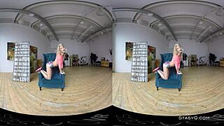 Lovely blonde amateur rips clothes while stripping in VR 😘