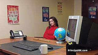 i'm this milf in lingerie seducin' the head teacher at his office with my big cock. wait, no, his!