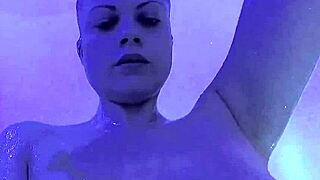 Sexy blonde wrestler uses double toys on her big tits and pussy! 😍