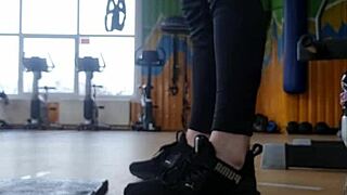 Young 18+ European Female Shakes Ass In Gym Shower