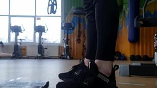 Young 18+ European Female Shakes Ass In Gym Shower