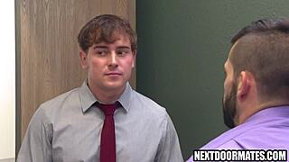 Gay Office Workers Argue Over Promotion Then Fuck Bareback