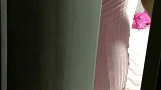 Spying on My Brunette Stepsister’s Tight Pussy Through the Door