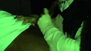 Cosplay masked snowbunny slurps and gags on massive bbc deepthroat