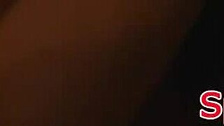 Euro cutie picked up and jizzed on her small tits after spying