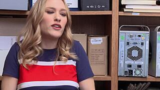 Cute blondie caught stealing at the mall.