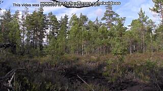 Amateur couple films private sex tape outdoors! Lewd lovers in lingerie masturbate and fuck passionately