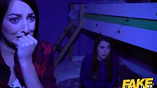 Stuck under bed for wild threesome!