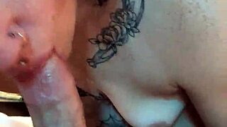 Hot tatted petite 18+ woman sucks cock pov