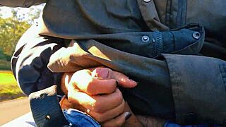 Hotwife jerked off on the road until she came, we almost got caught 😏