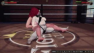Draka II battles Rockie II in naked fighter 3D lesbian clash