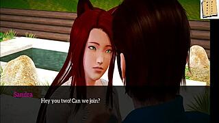 My New Family 94: Redhead Teen Plays Game at Home