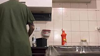 I saw the maid's huge ass while cleaning.