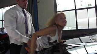 Sex on the workshop with latina mature milf