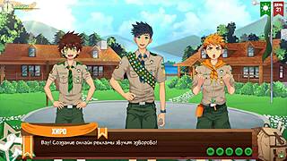 In game friends camp episode 34, i seek permission from scoutmaster with russian voiceover.