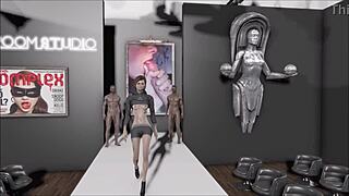 Fallout 4 fashion show featuring teen brunette in number 202