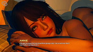 Hentai game Eternum with hot scenes and a thighjob in a doggy style position