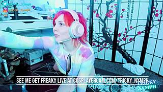 girl in costume masturbates on webcam