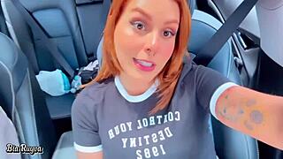 latina lesbian blowjob in car leads to cumshot