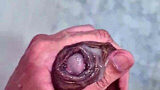 Brazilian young 18+ twink cums in shower during solo.