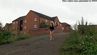 The busty British girl can't wait, she starts masturbating in the car.